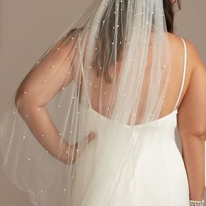 Scattered Pearl Hand-beaded wedding veil
WPD28236